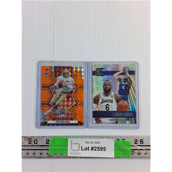Super Bowl XXIV MVP Joe Montana and Los Angeles Lakers LeBron James Trading Cards