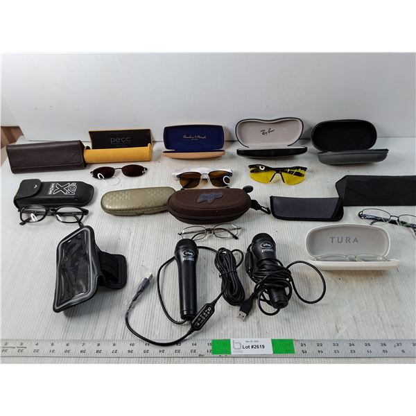 Glasses Cases, Miscellaneous Glasses, (2) Disney Mics, Arm Phone Holder