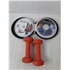 Image 3 : 2 Lb. Weights, (3) Phone Cases, Case with (7) DVDs/Wii Xbox 360 Games