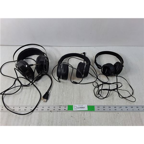 (3) Headphones-Skullcandy, Sony, Xstrike-Me- Untested