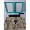 Image 2 : Hook-Eye Knife with Case, (2) Placemats, Ceramic Tray, Misc.