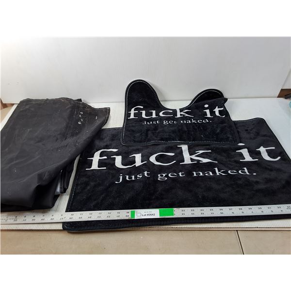 Bath Set- Curtain, Mat & Toilet Mat