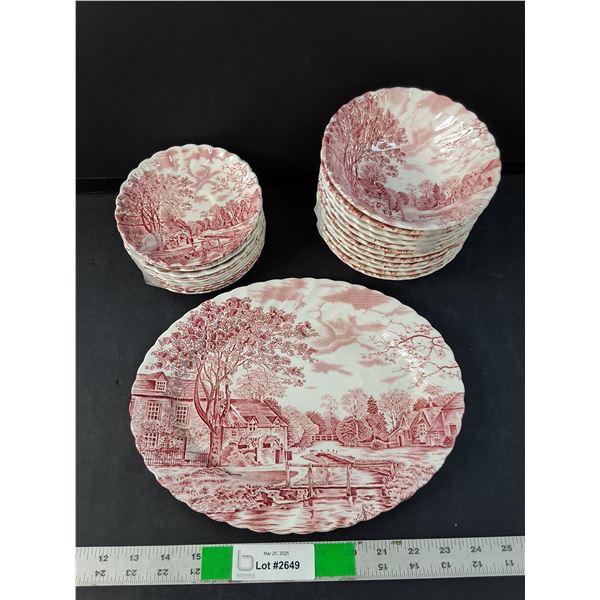 Ironstone Dish Set- Tray, (12) Bowls, (11) Plates