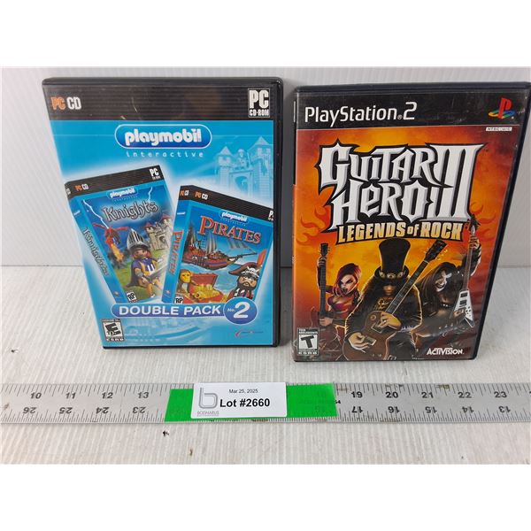 PS2 Game- Guitar Hero 3, PC Games- Pirates/Knights