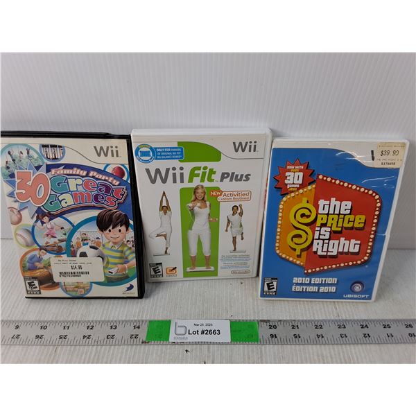 (3) Wii Games- Price is Right, Wii Fit, Family Party