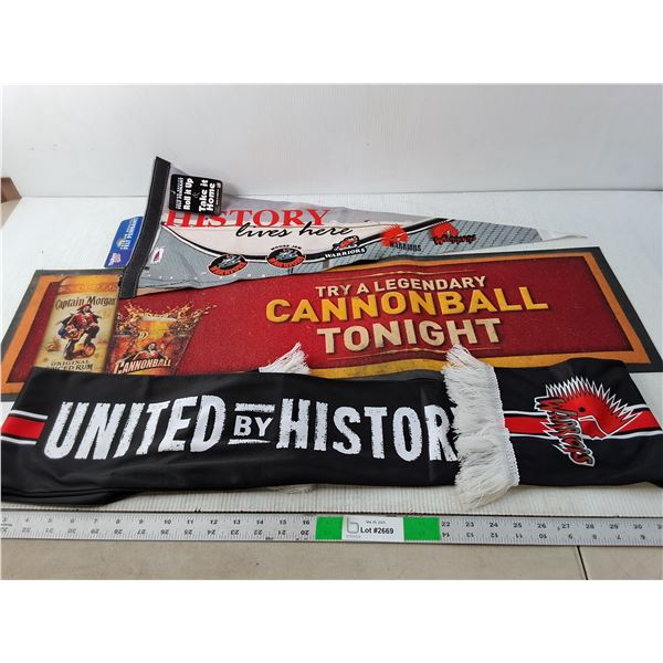 Moose Jaw Warriors Scarf & Pennant, Captain Morgan Mat