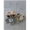 Image 2 : (5) Sets of Salt & Pepper Shakers, Glass Decanter, Budweiser Glass