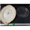 Image 1 : Ivory Ceramic Serving Platter and Glass Dish