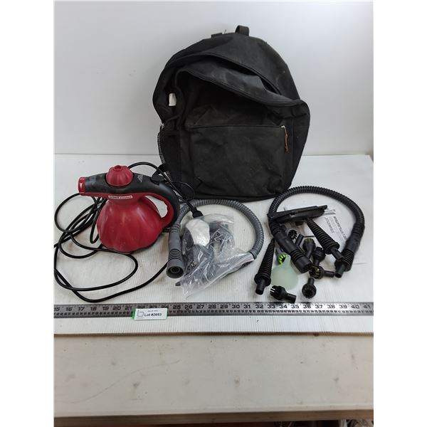 Scunci Steamer - Powers On - with Accessories, Also Bissell Steamer Accessories, Backpack