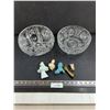 Image 1 : (2) 3-Footed Crystal Bowls & Vintage Finger Puppets