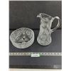 Image 1 : 3-Footed Crystal Bowl & Crystal Pitcher 11" Tall