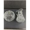 Image 2 : 3-Footed Crystal Bowl & Crystal Pitcher 11" Tall