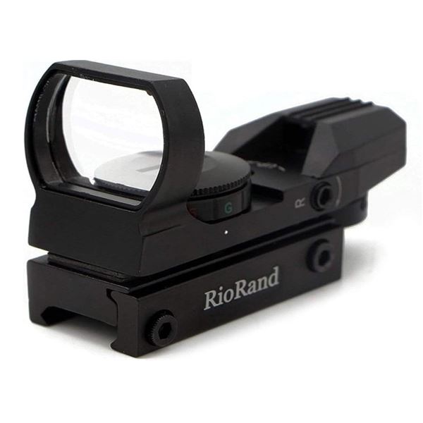 RIORAND AIRSOFT TACTICAL 4 RETICLE RED DOT OPEN REFLEX SIGHT WITH WEAVER-PICATINNY RAIL MOUNT FOR 22