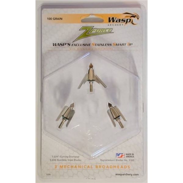 3 pks WASP Z-FORCE MECHANICAL BROADHEAD 100gr