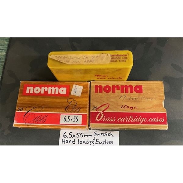 6.5X55 NORMA SWEDISH RELOADS & BRASS