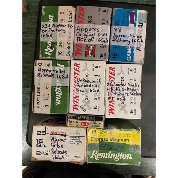 ASSORTED 16ga SHOT SHELLS & SLUGS