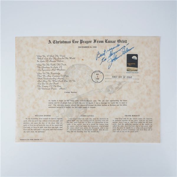 John Glenn Signed Apollo 8 Lunar Prayer Print