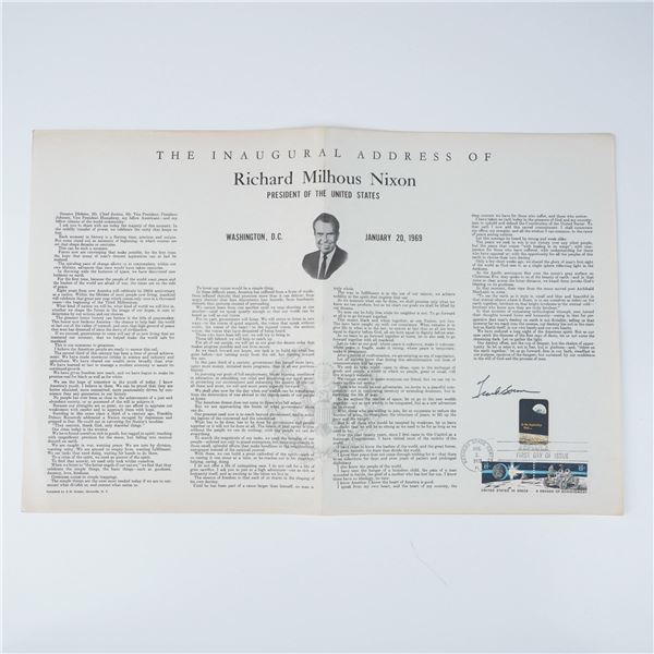 Frank Borman Signed Nixon Inaugural Address Souvenir Print