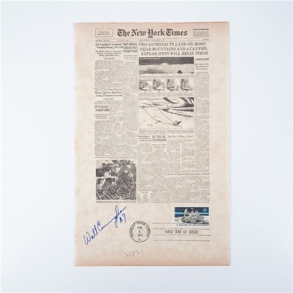Walt Cunningham Signed New York Times Souvenir Print