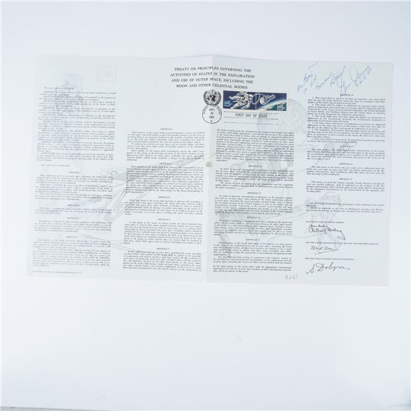 Gene Cernan Signed Outer Space Treaty Souvenir Print