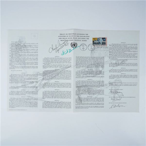 Charles Conrad & Dick Gordon Signed Outer Space Treaty Print