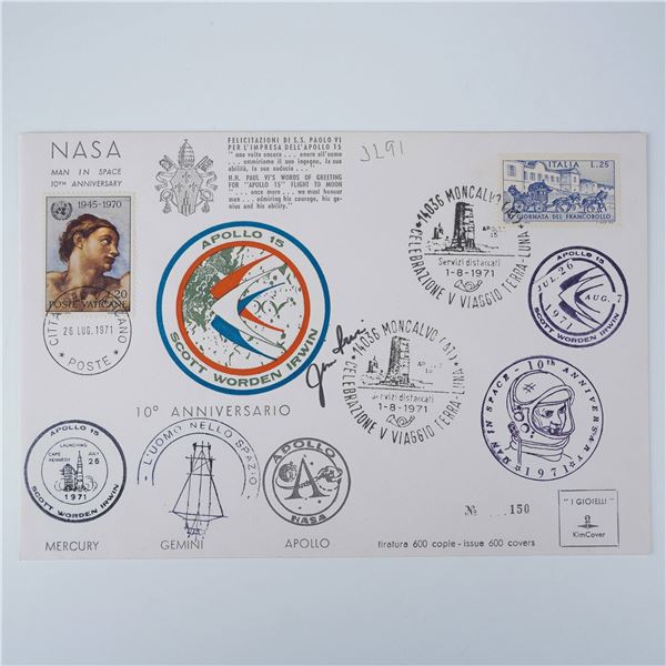 James Irwin Signed Italian NASA Apollo 15 Postal Cover