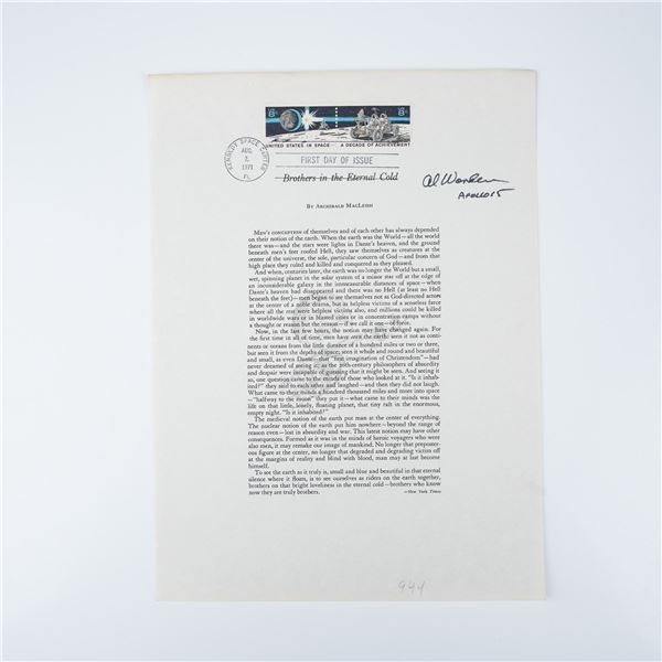 Alfred Worden Signed Commemorative Poem