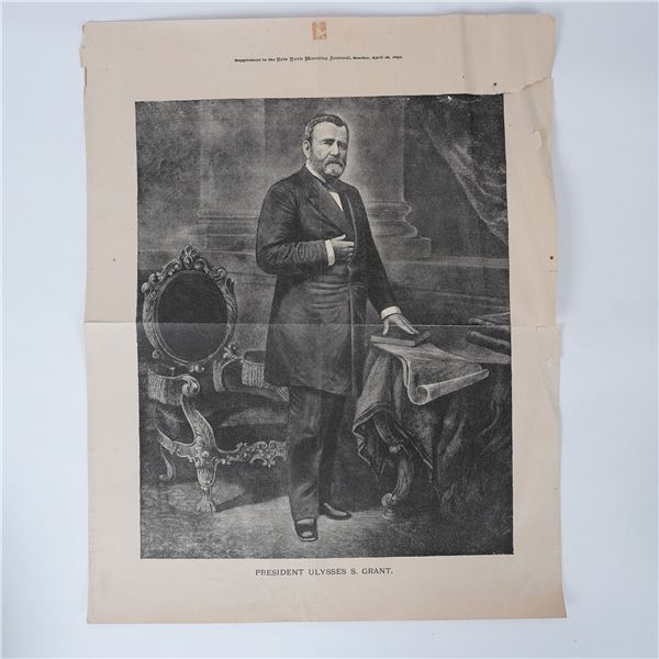 2pc 1891 Morning Journal Engravings, Grant & Blaine