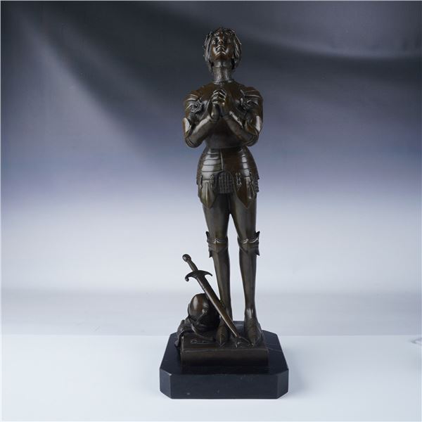 Bronze Joan of Arc Statue, Mounted on Stone Base