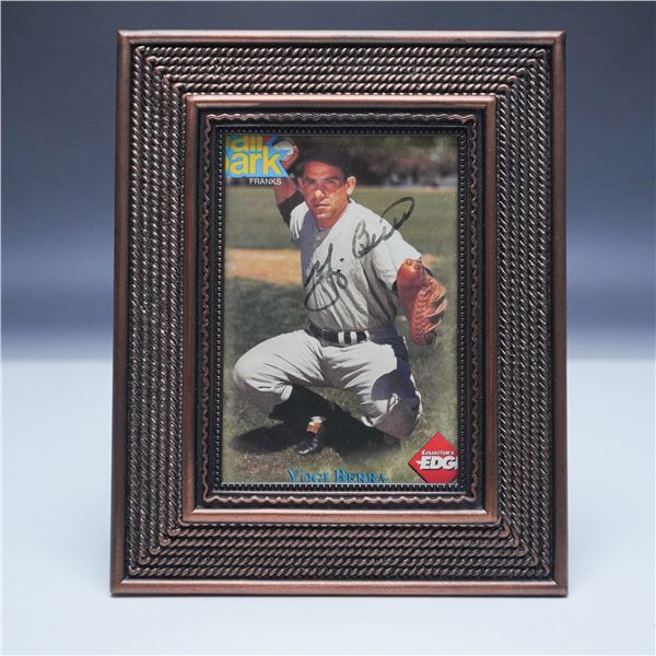 Yogi Berra Autographed Collectors Edge Card in Frame