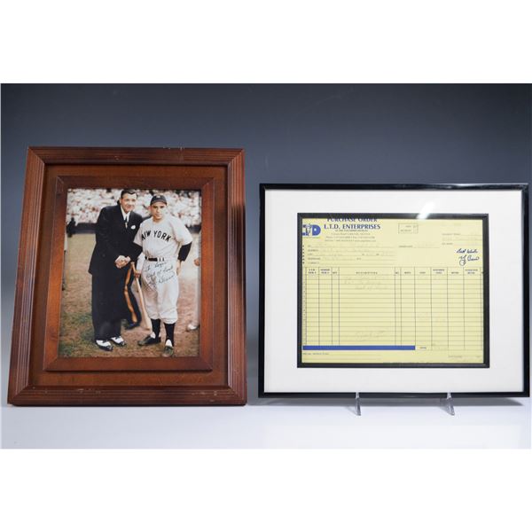 Yogi Berra Memorabilia, Signed Photo with Babe Ruth & Receipt
