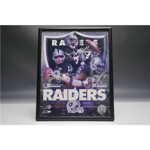 NFL Raiders Signed Framed Poster, Rich Gannon, Tim Brown, Jerry Rice