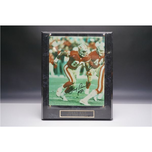Jerry Rice Autographed Plaque with COA