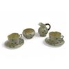 Image 1 : 6pcs Of Vintage 3 Leaf Clover Print Belleek: Tea Cups, Saucers, Creamer, & Bowl