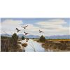 Image 2 : 1977 Framed Original Oil On Canvas Mallards Landing Scene By Barbara Howe