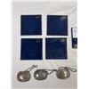 Image 2 : 5 Silver Plated Decanter Labels & 5 Glass RVYC Coasters