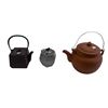 Image 1 : 3 Vintage Teapots: 2 Metal 1 Terracotta