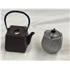 Image 2 : 3 Vintage Teapots: 2 Metal 1 Terracotta