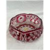 Image 2 : Vintage Imperlux Hand Cut Crystal & Red Bowl