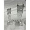 Image 2 : 3 Vintage Crystal Home Décor: Candle Stick Holders (Towle) & Vase