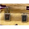 Image 2 : Vintage 14K White Gold Cufflinks "M" Engraved With D.R. Dingwall Diamond Merchant Purple Velvet Box