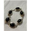Image 3 : Sterling Stamped Bracelet With Black Stones