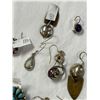 Image 2 : 5 Assorted Silver Earrings (925, Mexico) & Turquoise Pendant Signed Phyllis