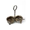 Image 2 : Vintage Silver Double Salt Cellar With 2 Sterling Silver Spoons