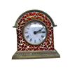 Image 1 : Vintage Brass Mosaic Tile Faced Mantle Clock