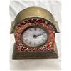 Image 2 : Vintage Brass Mosaic Tile Faced Mantle Clock