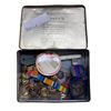 Image 1 : Vintage Craven A Cigarette Tin With Assorted Vintage Military Buttons, Pin Backs, & Cloths
