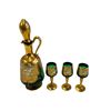 Image 1 : Vintage Hand Painted Czech Art Glass Decanter With 3 Shot Glasses