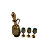 Image 2 : Vintage Hand Painted Czech Art Glass Decanter With 3 Shot Glasses