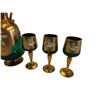 Image 3 : Vintage Hand Painted Czech Art Glass Decanter With 3 Shot Glasses